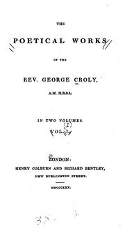 Front cover of The poetical works of the Rev. George Croly by George Croly