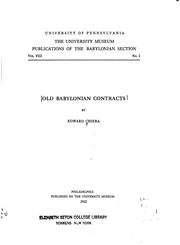 Cover of Old Babylonian contracts by Edward Chiera