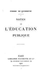 Cover of Notes sur l'éducation publique by Pierre de Coubertin