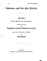 Front cover of Sokrates und die alte Kirche by Adolf von Harnack