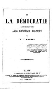 Front cover of De la démocratie dans ses rapports avec l'économie politique by Henri-Charles Mailfer