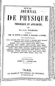 Cover of Journal de physique théorique et appliquée by Société française de physique