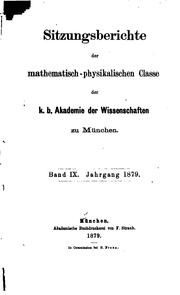 Front cover of Sitzungsberichte der Mathematisch-Physikalischen Classe der K.B. Akademie der Wissenschaften zu München by Unknown