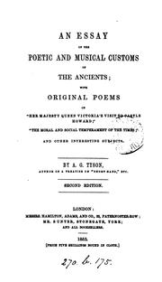 Front cover of An essay on the poetic and musical customs of the ancients by A. G. Tyson