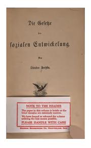 Front cover of Die Gesetze der sozialen Entwicklung by Theodor Hertzka