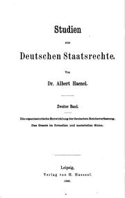 Front cover of Studien zum deutschen Staatsrechte by Albert Haenel
