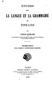 Front cover of Études sur la langue et la grammaire de Tite-Live by Othon Riemann
