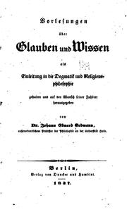 Cover of Vorlesungen über Glauben und wissen als Einleitung in die Dogmatik und Religions-philosophie by Johann Eduard Erdmann