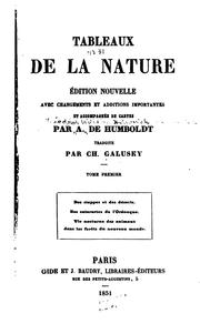 Front cover of Tableaux de la nature by Alexander von Humboldt