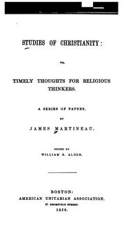 Front cover of Studies of Christianity: Or, Timely Thoughts for Religious Thinkers : a Series of Papers by James Martineau