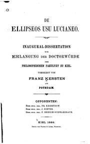 Cover of De ellipseos usu lucianeo by Franz Kersten
