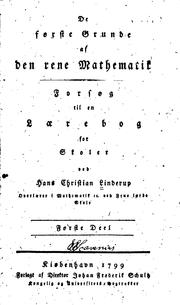 Front cover of De første grunde af den rene mathematik.bForsøg til en laerebog for skoler by Unknown