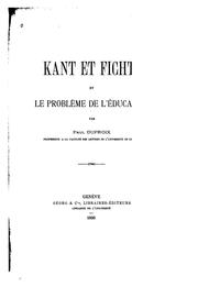 Front cover of Kant et Fichte et le problème de l'éducation by Paul Duproix