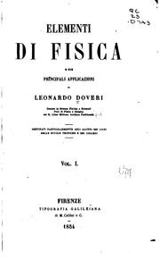 Front cover of Elementi di fisica e sue principali applicazioni by Leonardo Doveri