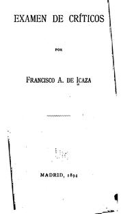Cover of Examen de críticos by Francisco A. de Icaza