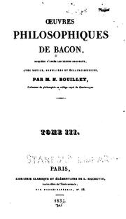 Front cover of Oeuvres philosophiques de Bacon by Francis Bacon