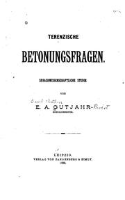 Front cover of Terenzische Betonungsfragen: Sprachwissenschaftliche Studie by Emil Arthur Gutjahr -Probst
