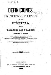 Front cover of Definiciones, principios y leyes de la física by Manuel Paz y Sabuco