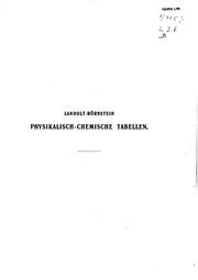 Front cover of Landolt-börnstein physikalisch-chemische Tabellen by Hans Landolt