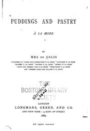 Cover of Puddings and Pastry à la Mode by Harriet Anne de Salis