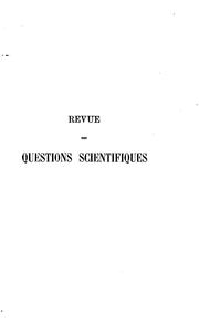 Front cover of Revue des questions scientifiques by Société scientifique de Bruxelles