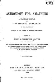 Cover of Astronomy for Amateurs: A Practical Manual of Telescopic Research in All ... by John A Westwood Oliver