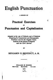 Front cover of English Punctuation: A Series of Practical Exercises in Punctuation and Capitalization, Adapted ... by Benjamin G. Benedict
