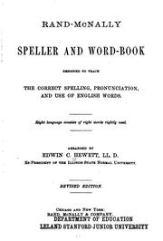 Front cover of Rand-McNally Speller and Wordbook Designed to Teach the Correct Spelling, Pronunciation, and Use ... by Edwin C. Hewett