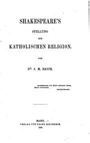 Cover of Shakespeare's Stellung zur katholischen Religion by Johann Michael Raich