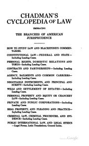 Front cover of Cyclopedia of Law ... by Charles Erehart Chadman