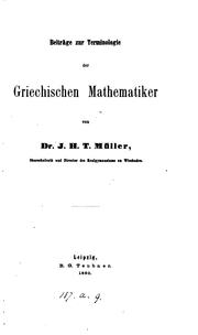 Cover of Beiträge zur Terminologie der griechischen Mathematiker by Johann Heinrich Traugott Müller