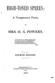 Cover of High-toned Sprees: A Temperance Poem, by O. A. Powers