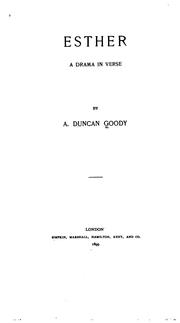 Front cover of Esther, a Drama in Verse by A. Duncan Goody