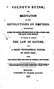 Front cover of Volney's Ruins: Or, Meditation on the Revolutions of Empires by C.-F Volney