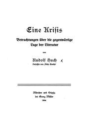 Cover of Eine Krisis: Betrachtungen über die gegenwärtige Lage der Literatur by Rudolf Huch
