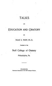 Front cover of Talks on Education and Oratory by Silas Shoemaker Neff