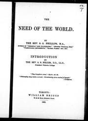 Front cover of The need of the world by S. G. Phillips