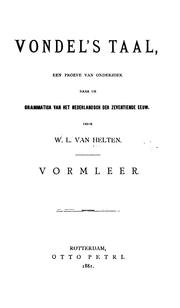 Cover of Vondel's taal: een proeve van onderzoek naar de grammatica van het Nederlandsch der zeventiende eeuw by Willem L. “van ” Helten