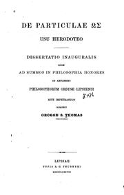 Cover of De particulae os usu Herodoteo by George Saunders Thomas