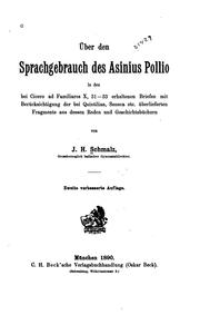Front cover of Über den Sprachgebrauch des Asinius Pollio by Joseph Hermann Schmalz