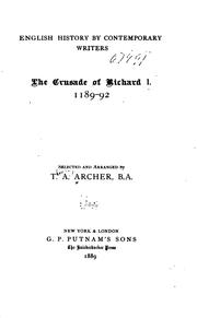 Front cover of The Crusade of Richard I, 1189-92 by Thomas Andrew Archer