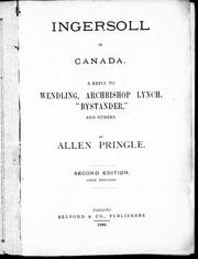 Front cover of Ingersoll in Canada by Allen Pringle