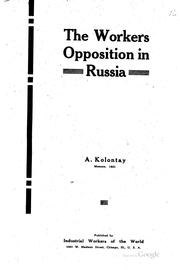 Cover of The workers' opposition by Alexandra Kollontai