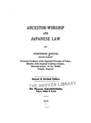 Front cover of Ancestor-worship and Japanese Law by Nobushige Hozumi