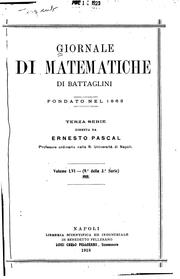 Front cover of Giornale di matematiche di Battaglini by Giuseppe Battaglini