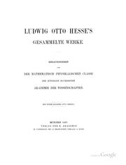 Cover of Ludwig Otto Hesse's gesammelte werke by Ludwig Otto Hesse