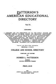 Front cover of Patterson's College and School Directory of the United States and Canada by Homer L. Patterson