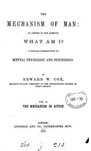 Front cover of The mechanism of man by Edward William Cox