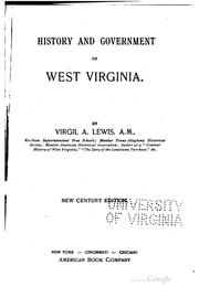 Front cover of History and government of West Virginia by Virgil Anson Lewis