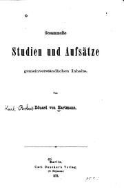 Front cover of Gesammelte Studien und Aufsätze gemeinverständlichen Inhalts by Eduard von Hartmann